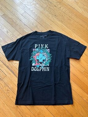 Men’s Pink Dolphin Black "Plumage" Graphic T-Shirt Size USL